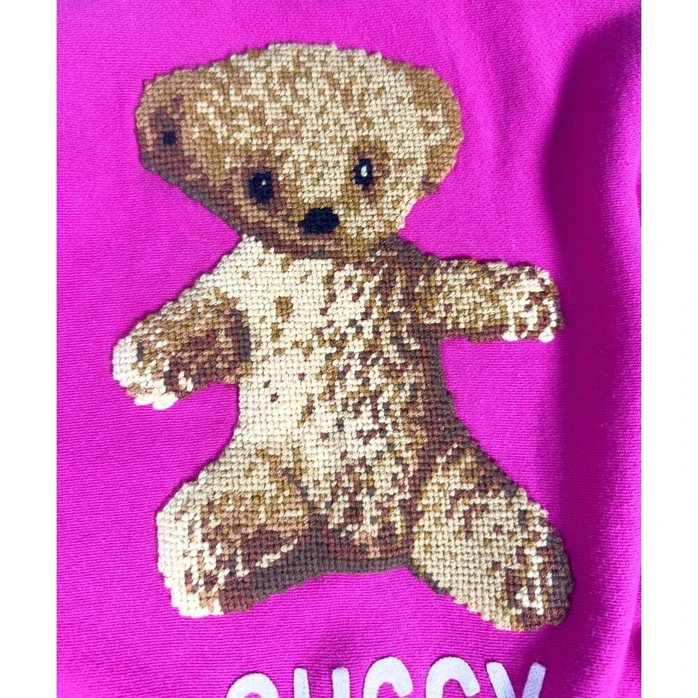 Authentic Gucci Pink Embroidered Teddy Bear Sweater XXXL